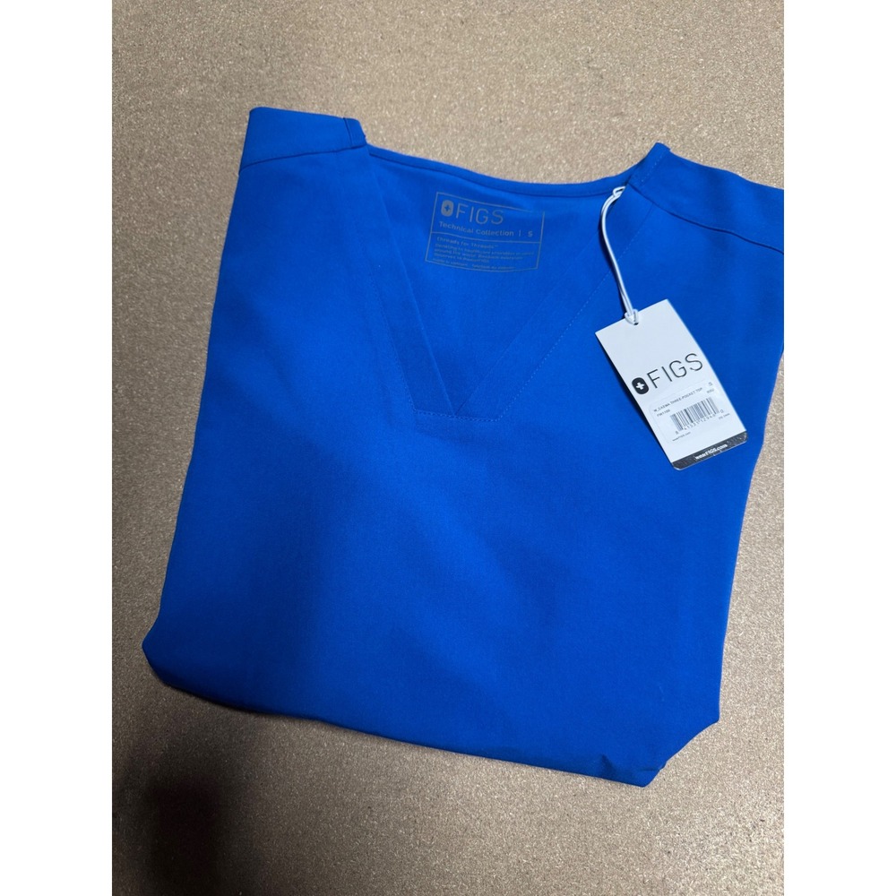 FIGS Royal Blue Technical Collection‎ V Neck Scrub Top Women's Size Small